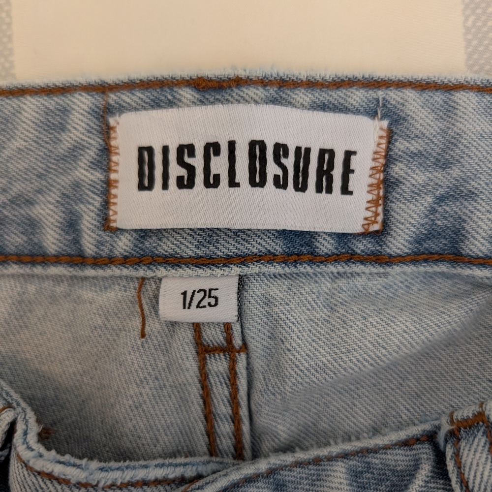 Disclosure Womens 28 Bow Cargo Denim Jeans Coquette Cottage Bohemian Feminine - Picture 7 of 8